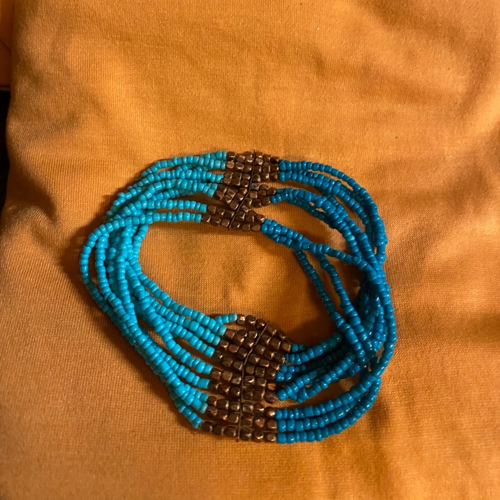 Beautiful blue and copper bead bracelet